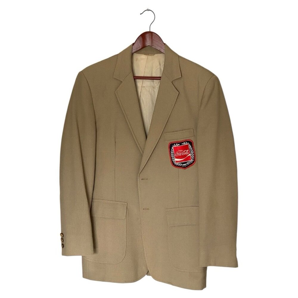 Coca Cola Tan Salesman Blazer 2 Button Men's 40R Career Look Union Made In USA